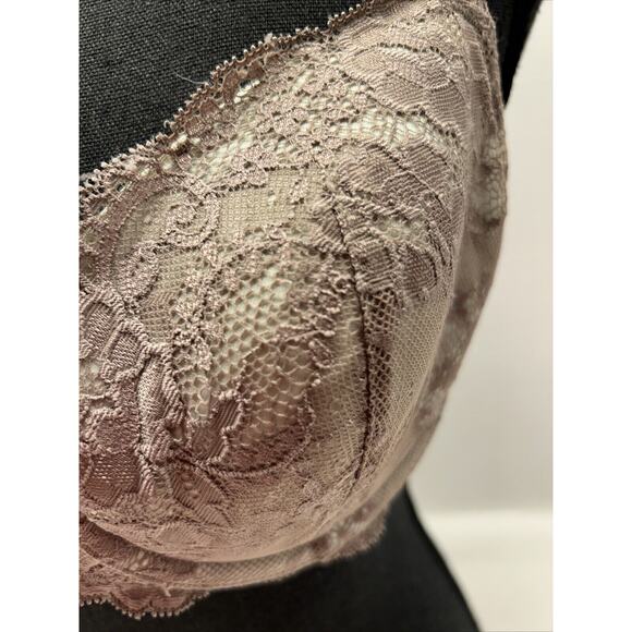 Victoria's Secret Angels Bra Taupe Lace over Aqua Lightly Padded Underwire 34D - Picture 3 of 10